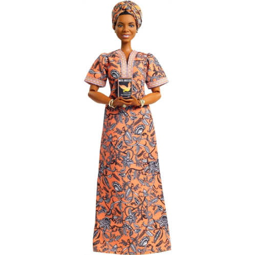 Barbie Inspiring Women Maya Angelou Doll (12-inch) Wearing Dress, with Doll Stand & Certificate of Authenticity, Gift for Kids & Collectors