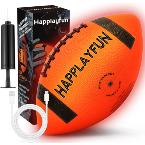 Happlayfun Light Up Football Gifts for Boys 8-12: LED Youth Glow in the Dark Footballs Size 6 Kids Games Cool Toys 8-13 , Toys Ages 5-7 Stocking Stuffers Teens 7 9 10 11 12 13 Year Old Boy Gi