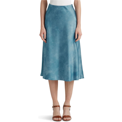POLO Ralph Lauren Womens LAUREN Ralph Lauren Tie-Dye Print Satin Skirt