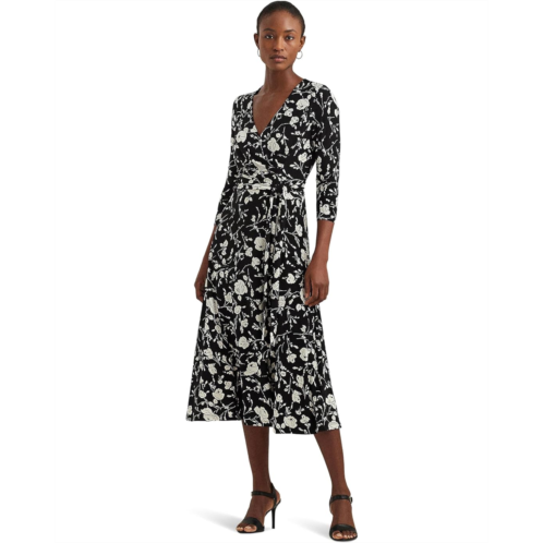 POLO RALPH LAUREN Womens Lauren Ralph Lauren Floral Surplice Jersey Dress