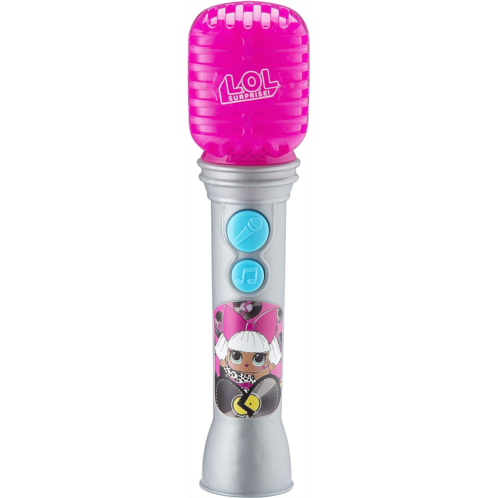 eKids LOL Surprise OMG Remix Toy Microphone for Kids with Built in Music and Flashing Lights, Musical Toy Designed for Fans of LOL Surprise Toys for Girls Pink Small