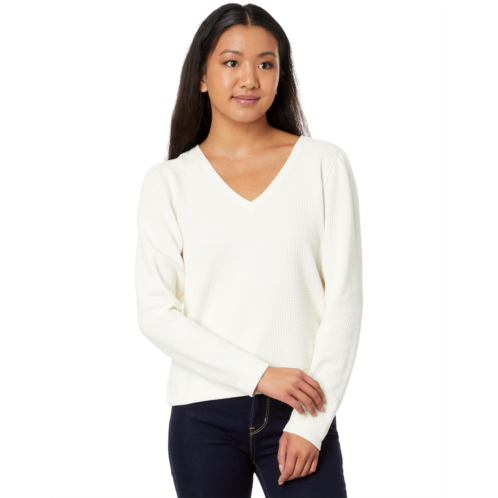 Lilla P Puff Sleeve Waffle V-Neck