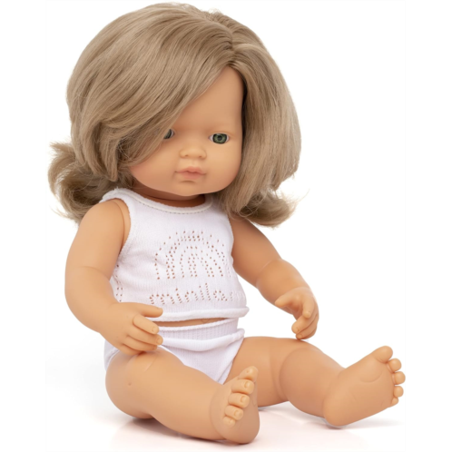 Miniland Doll 15 Caucasian Dirty Blond Girl (Box) - Made in Spain, Anatomically Correct, Quality