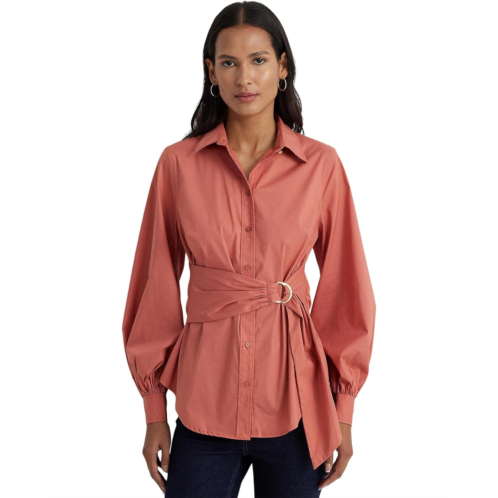POLO Ralph Lauren Womens LAUREN Ralph Lauren Tie Front Cotton-Blend Shirt