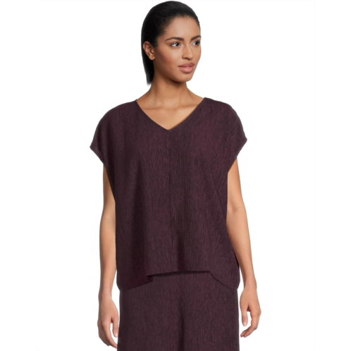 Womens Eileen Fisher Woven Plisse V-neck Square Top