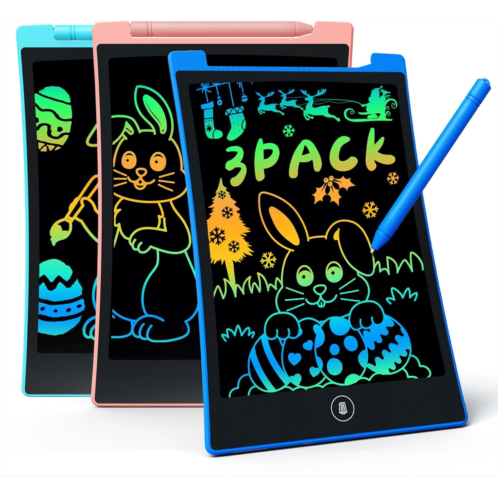 KOKODI Kids Toys 3 Pack LCD Writing Tablet, Colorful Toddler Drawing Pad Doodle Board Erasable, Educational Learning Toys Birthday Gifts for Boys Girls Age 3 4 5 6 7 8, Blue & Pink