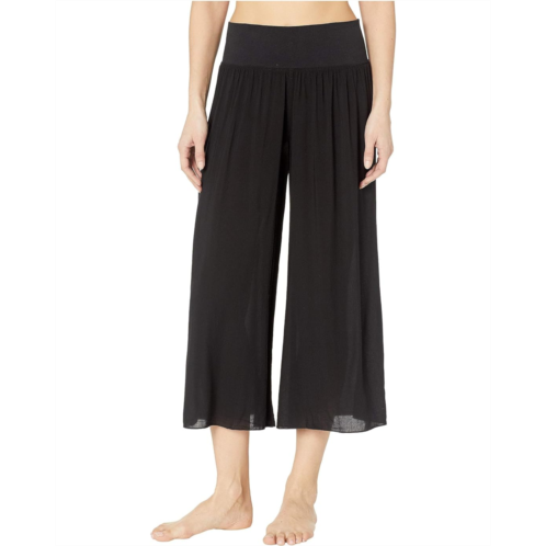 Hard Tail Flat Waist Boho Capris in Rayon Voile