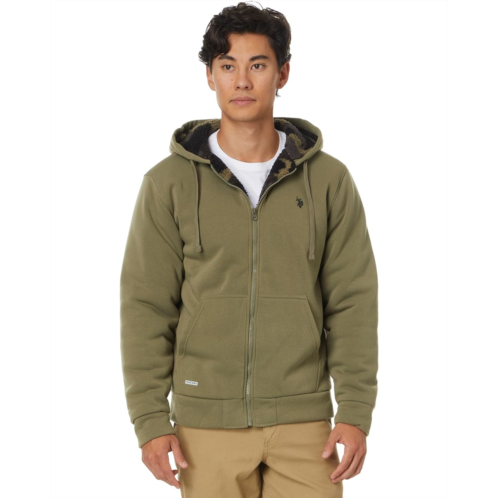 U.S. POLO ASSN. USPA Solid Full Zip Camo Lined Sherpa Hoodie