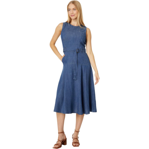 Womens Tommy Hilfiger Sleeveless Belted Chambray Dress