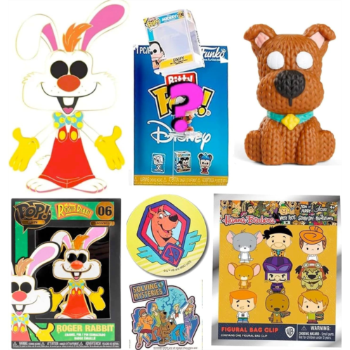 Funko Toon Roger Rabbit Cartoon Figure + Scoob Bundled with Who Framed Movie Pop! Pin! + Disney Bitty + Scooby Doo Mini + Wacky Hanger WB Blind Bag 4 Items