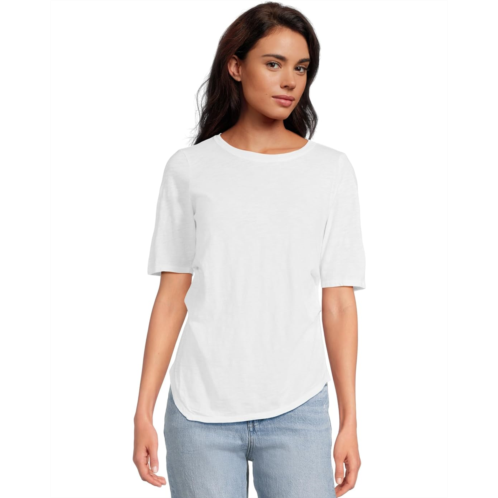 Womens Mod-o-doc Half Sleeve Side Pleats Asymmetric Hem Top