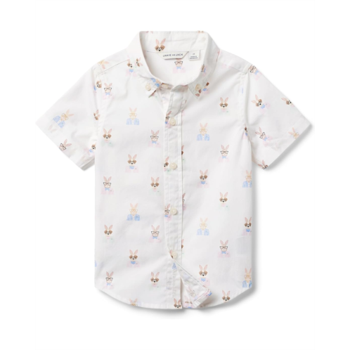 Janie and Jack Bunny Print Button Up Shirt (Toddler/Little Kids/Big Kids)