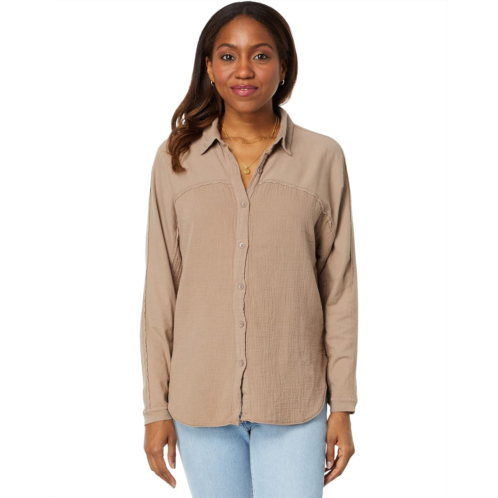 Womens bobi Los Angeles Button-Down Mixed Collar Shirt