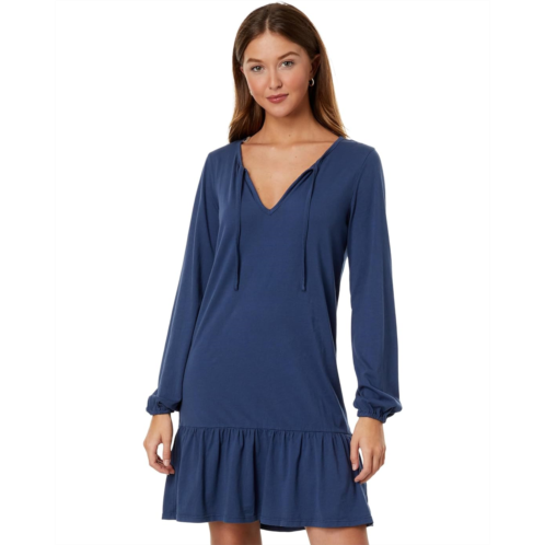 Womens bobi Los Angeles Ruffle Hem Long Sleeve Dress