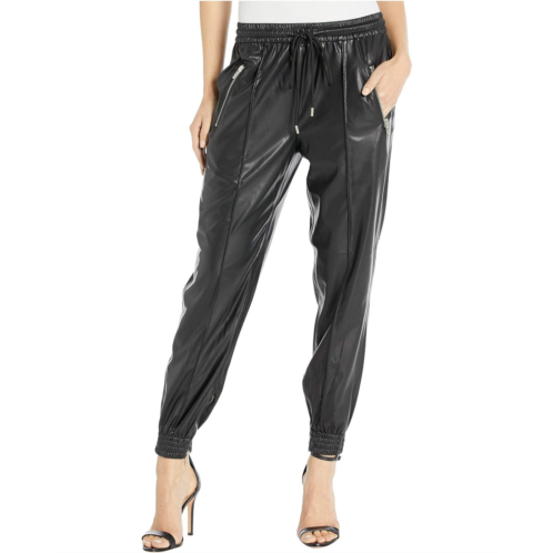 Blank NYC Faux Leather Drawstring Jogger w/ Zipper Pockets in Running Wild