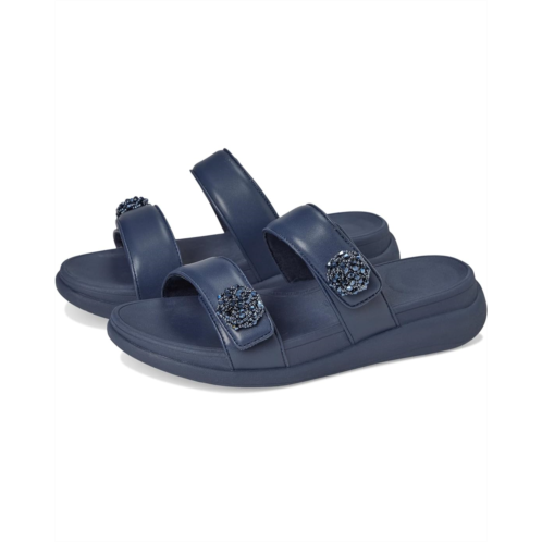 Womens FitFlop F-Mode Go Beadie-Button Adj Flatform 2-Bar Slides