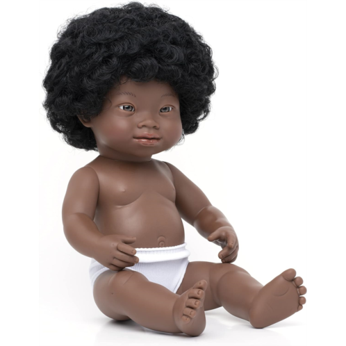 Miniland Doll 15 African Girl with Down Syndrome (Polybag) - Made in Spain, Anatomically Correct, Quality