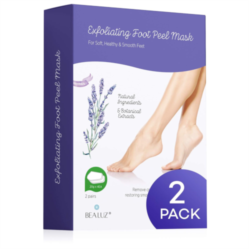 AsaVea 2 Pairs Foot Peel Mask Exfoliant for Soft Feet in 1-2 Weeks, Exfoliating Booties for Peeling Off Calluses & Dead Skin, For Men & Women Lavender by BEALUZ