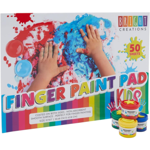 Bright Creations 23 Pcs Set My First Finger Paint Kit with Paper Pad and Stamps, Crafts for Kids