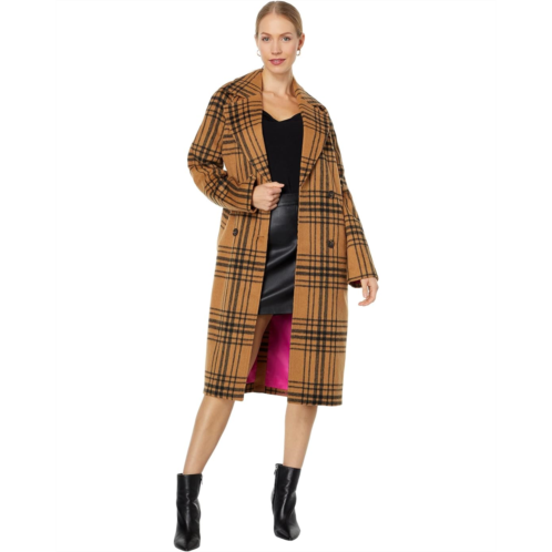 Avec Les Filles Belted Plaid Coat