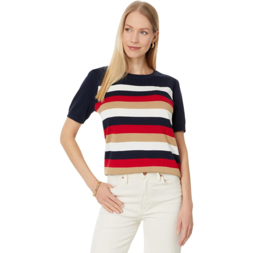 Womens Tommy Hilfiger Short Sleeve Stripe Crew Neck Sweater