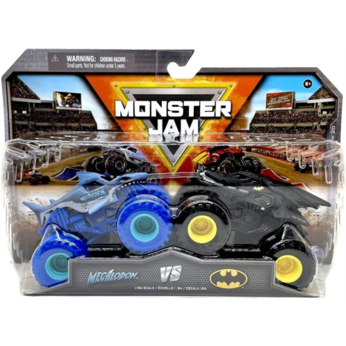 Monster Jam Megalodon vs Batman, Series 20 (1:64 Scale Double Pack)