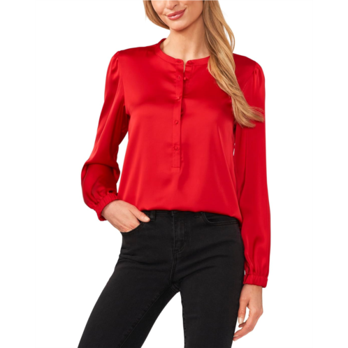 Womens CeCe Long Sleeve Charmeuse Blouse w/ Neck Tie
