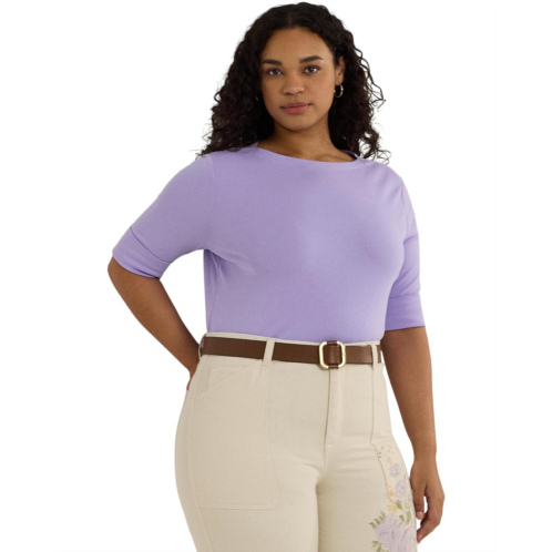 POLO RALPH LAUREN Plus-Size Cotton-Blend Boatneck Top