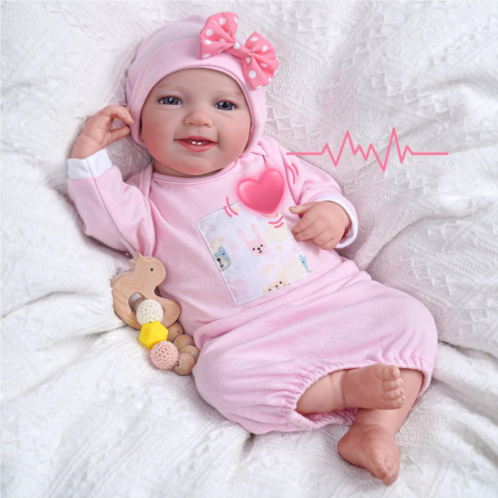 BABESIDE Lifelike Reborn Baby Dolls with Heartbeat and Coos Leen, 20-Inch Soft Baby Feeling Realistic-Newborn Baby Dolls Interactive Real Life Baby Dolls Girl with Gift Box for Kid