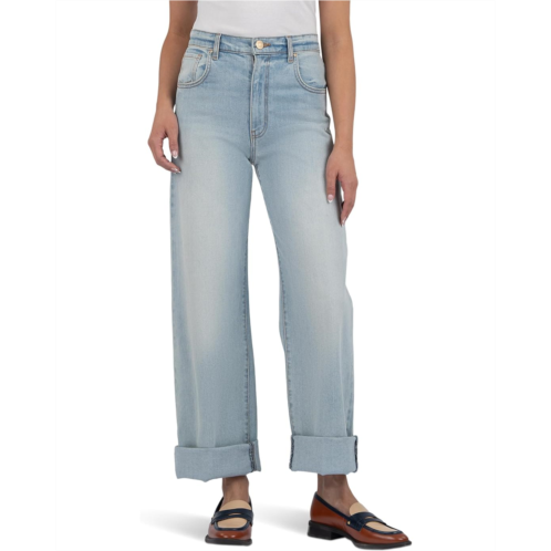 Womens KUT from the Kloth Gwen High-Rise Wide Leg Roll-Up 5 Pockets