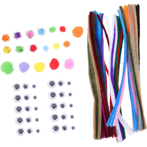 Toyvian 1 Set DIY Material Kit Cleaners Craft Colorful Plush Sticks Suits for Arts and Crafts for Pom Pom Balls Children DIY Kit Handmade Materials Hair Root Puzzle