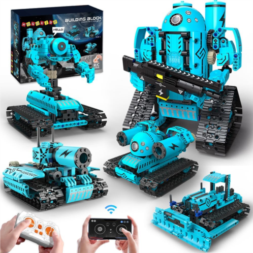 HOGOKIDS 5 in 1 RC Robot Building Set - APP & Remote Control Rechargeable Building Toys Educational STEM Project for Kids Kit Gift for Boys Girls Age 6-12+ Year Old (444 PCs)