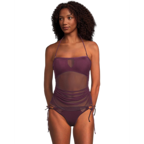 Womens BECCA Muse Hadlee Bandeau Mesh Overlay Tankini Top