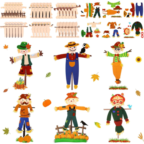 Yexiya Fall Craft Kits Scarecrow Crafts Paperboard DIY Ornaments for Kids Halloween Thanksgiving Craft Supplies Autumn Projects Fun Art Toys for Home Classroom Game Activities, 6 Style(36