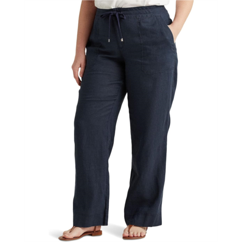 POLO RALPH LAUREN Womens Lauren Ralph Lauren Plus Size Linen Wide-Leg Pants