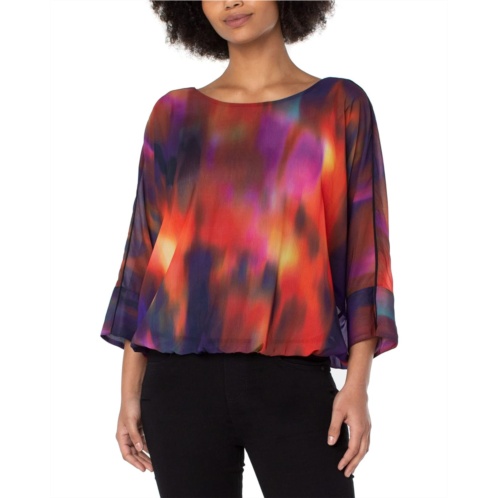 Liverpool Los Angeles Gathered Hem Dolman Tie-Back Top