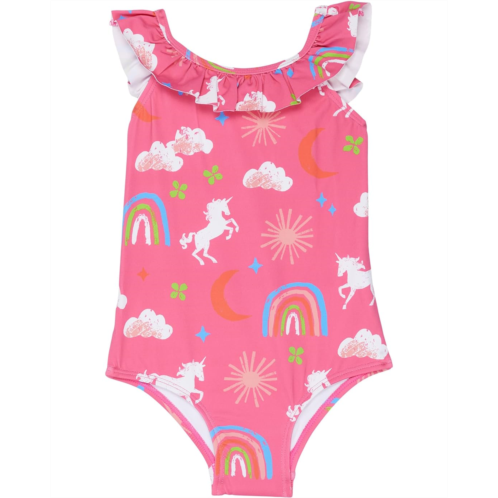 Hatley Kids Unicorns & Rainbows Ruffle Sleeve Swimsuit (Toddler/Little Kids/Big Kids)