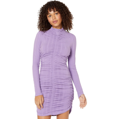 MONROW Flat Rib Mock Shirred Dress