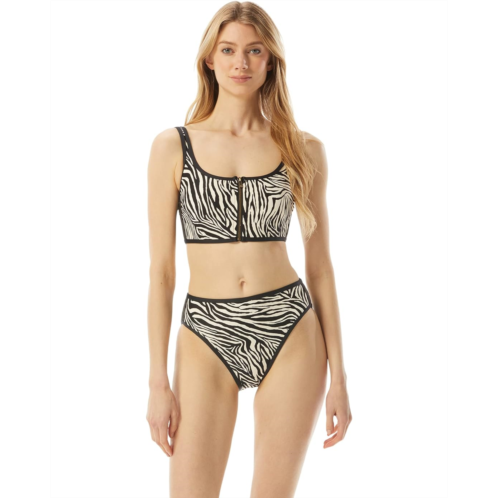 Michael Michael Kors Zebra Zip Front Bikini Top