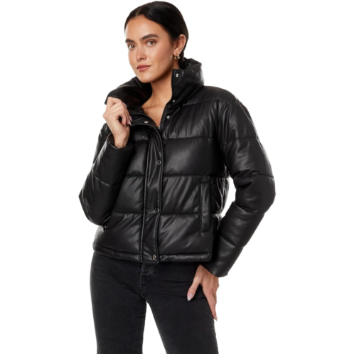 Avec Les Filles Faux-Ever Leather Cropped Puffer