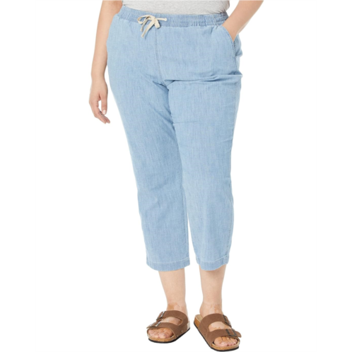 L.L.Bean Womens LLBean Plus Size Lakewashed Chino Pull-On Chambray Pants Ankle