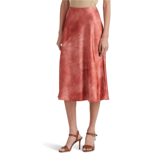 POLO Ralph Lauren Womens LAUREN Ralph Lauren Tie-Dye Print Satin Skirt