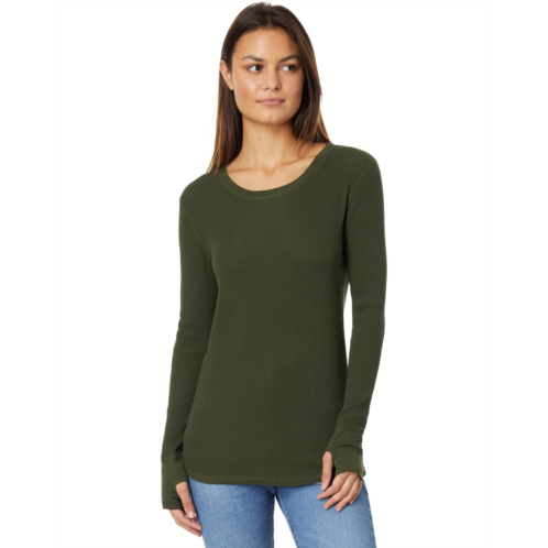 Womens Mod-o-doc Washed Cotton Modal Thermal Long Sleeve Crew Neck Tee