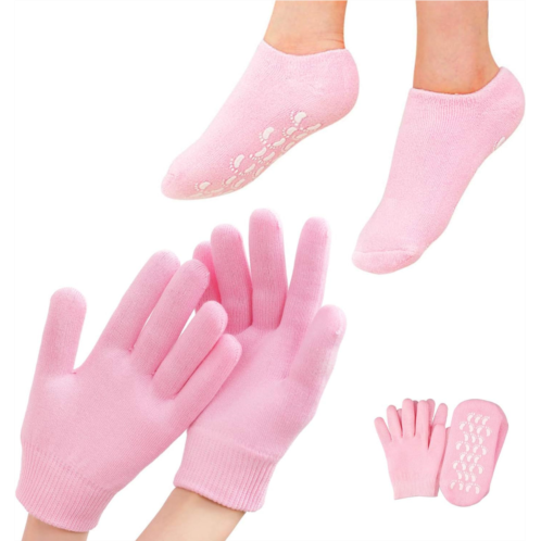 HI FINE CARE 4 PCS Moisturizing Gloves and Socks, Gel Spa Moisturizing Therapy Sock ＆ Glove, Soften Repairing Dry Cracked, Hands Feet Skin Care, Effective in Repair Dry and Chapped Hands and Fe
