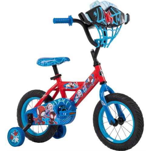 Huffy Marvel Spidey & His Amazing Friends 12” Kids Bike with Training Wheels, Quick Connect Assembly, Red