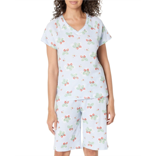 Karen Neuburger Short Sleeve V-Neck Bermuda PJ Set