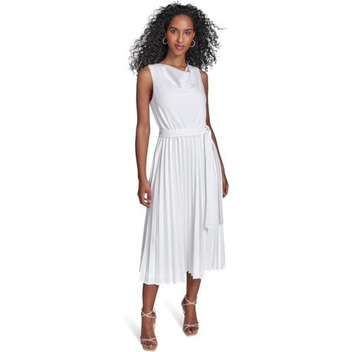 Calvin Klein Scuba Crepe Pleat Skirt Dress