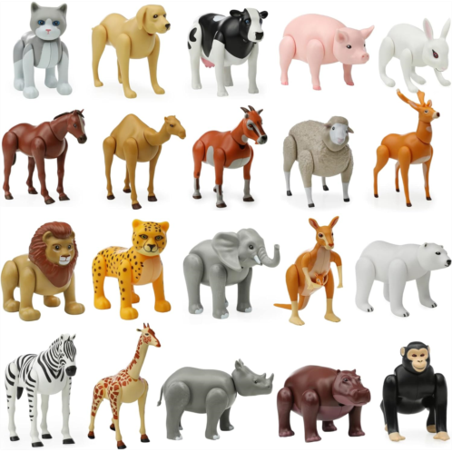 Beverly Hills Doll Collection Farm Animal Toys and Safari Animal Figurines Set of 20, Safari Zoo, Farm Animal Toys for Toddlers, Large, Realistic Animal Figures, Sweet Lil Family