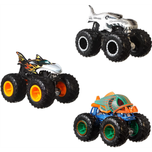 Hot Wheels Monster Trucks Creature 3-Pack, 1:64 Scale Toy Trucks: Shark Wreak, Piran-Ahh & Mega-Wrex