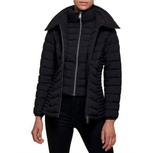Womens DKNY Packable Bib Front Jacket